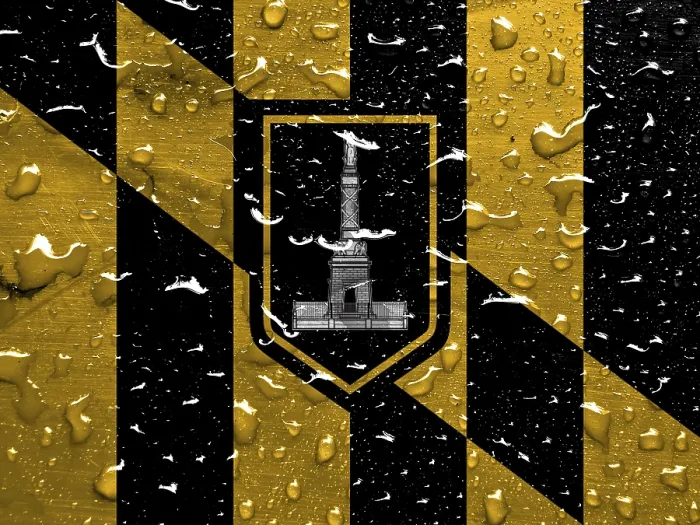 Framed Print : Flag of Baltimore with Rain Drops Print Framed Print : Flag of Baltimore with Rain Drops Print