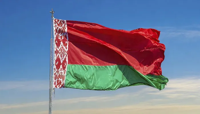 Framed Print : Belarus Flag Print: Blue Sky Scene Framed Print : Belarus Flag Print: Blue Sky Scene