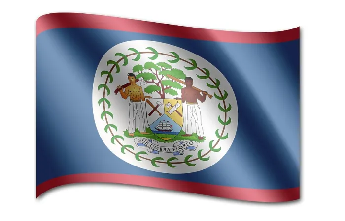 Framed Print : Flag of Belize Print - National Emblem Framed Print : Flag of Belize Print - National Emblem