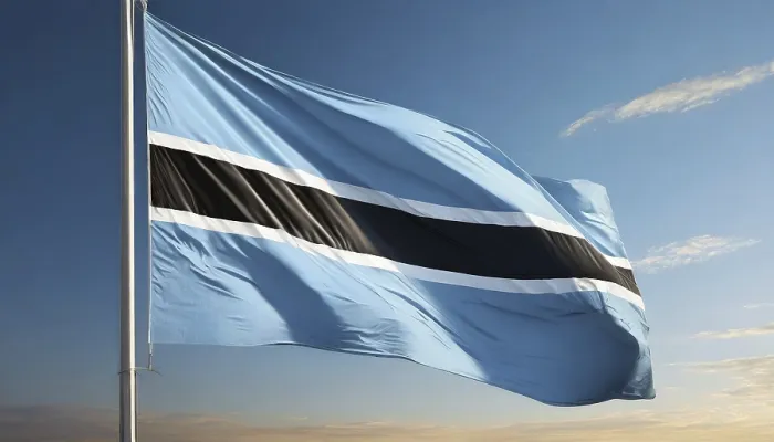 Framed Print : Botswana Flag Print Against Blue Sky Framed Print : Botswana Flag Print Against Blue Sky