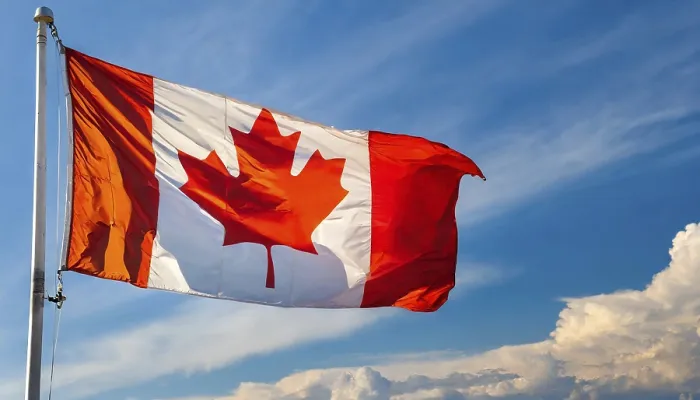 Framed Print : Canada Flag Print - Blue Sky Background Framed Print : Canada Flag Print - Blue Sky Background