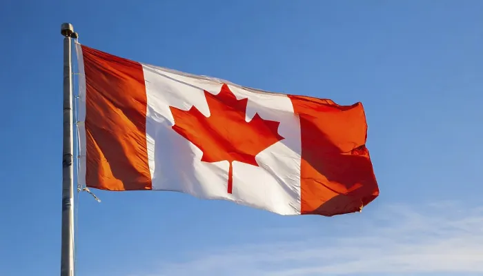 Framed Print : The Flag of Canada Print - Blue Sky Background