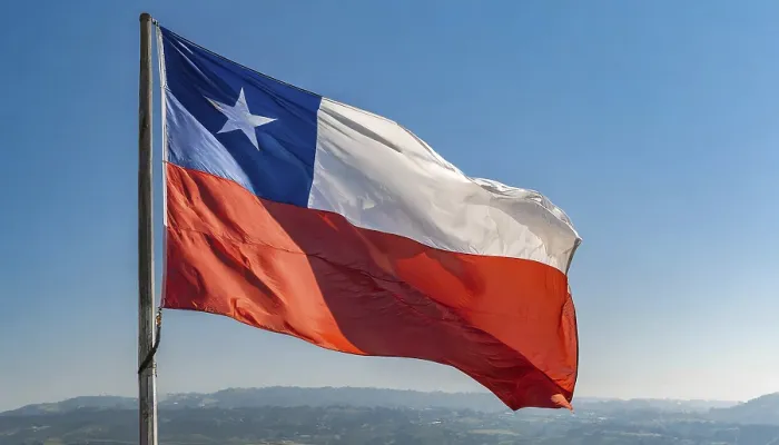 Framed Print : The Flag of Chile Print - Isolated Against a Blue Sky Framed Print : The Flag of Chile Print - Isolated Against a Blue Sky