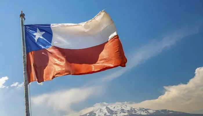 Framed Print : The Flag of Chile Print - Isolated Against a Blue Sky Framed Print : The Flag of Chile Print - Isolated Against a Blue Sky