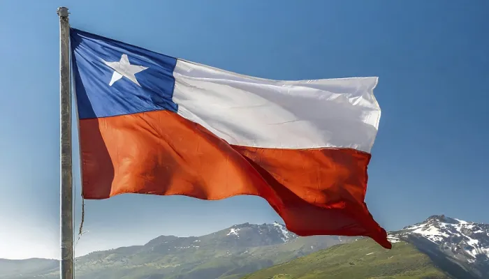 Framed Print : The Flag of Chile Print: A Blue Sky Background