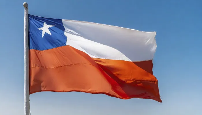 Framed Print : The Flag of Chile Print - Blue Sky Background Framed Print : The Flag of Chile Print - Blue Sky Background