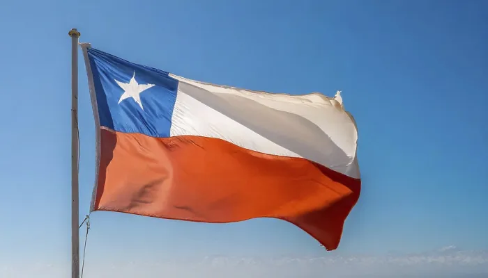 Framed Print : The Flag of Chile Print - Blue Sky Background Framed Print : The Flag of Chile Print - Blue Sky Background