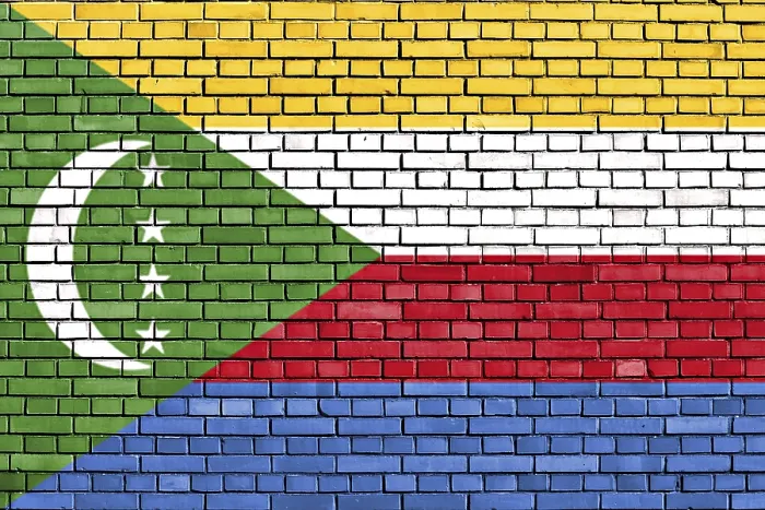 Framed Print : Flag of Comoros Painted on Brick Wall Print Framed Print : Flag of Comoros Painted on Brick Wall Print