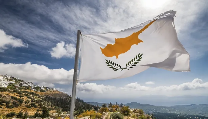 Framed Print : The Flag of Cyprus Flutters in the Wind Print Framed Print : The Flag of Cyprus Flutters in the Wind Print
