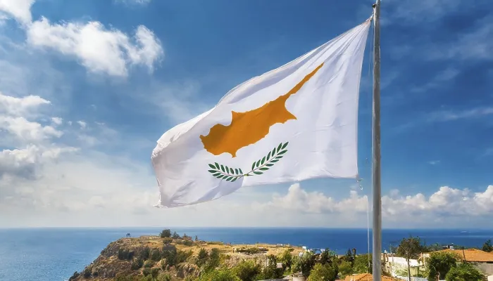 Framed Print : The Flag of Cyprus Flutters in the Wind Print Framed Print : The Flag of Cyprus Flutters in the Wind Print