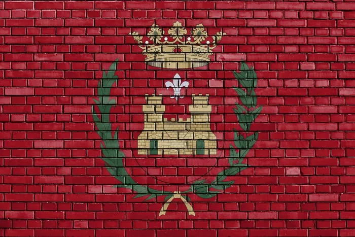 Framed Print : Flag of Elda Painted on Brick Wall Print Framed Print : Flag of Elda Painted on Brick Wall Print