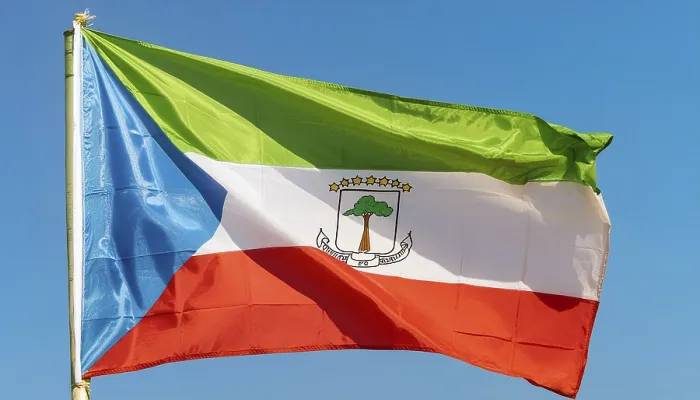 Framed Print : Equatorial Guinea Flag Print - Blue Sky Framed Print : Equatorial Guinea Flag Print - Blue Sky