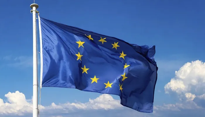 Framed Print : The EU Flag Print - Blue Sky Background Framed Print : The EU Flag Print - Blue Sky Background