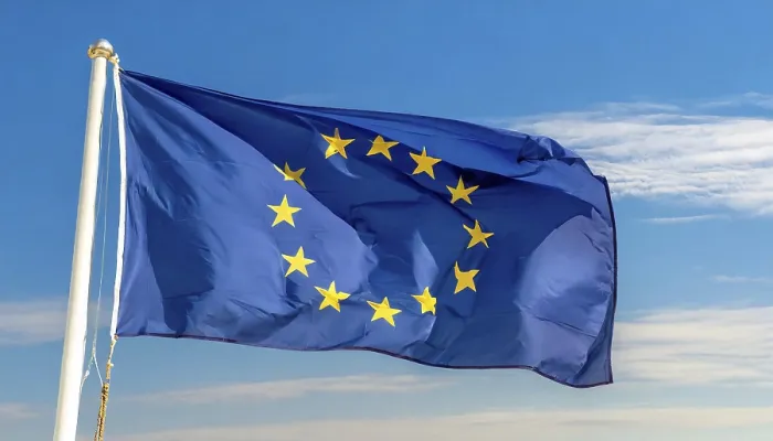 Framed Print : The EU Flag Print - Blue Sky Background Framed Print : The EU Flag Print - Blue Sky Background