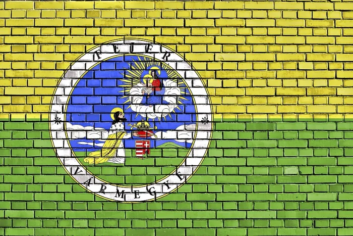 Framed Print : Flag of Fejer County Print on Brick Wall Framed Print : Flag of Fejer County Print on Brick Wall