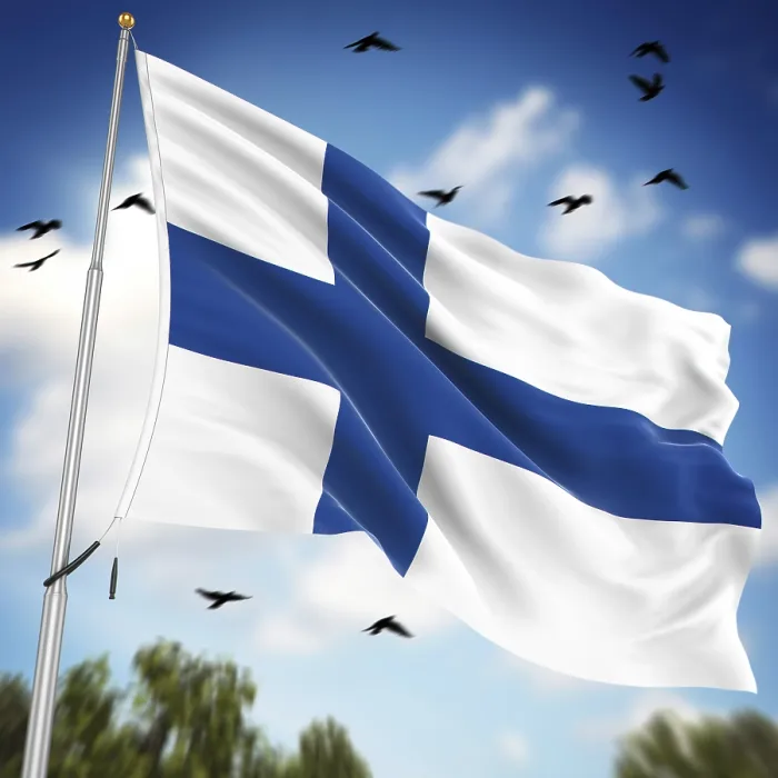 Framed Print : Computer Generated 3D Rendered Flag of Finland Print