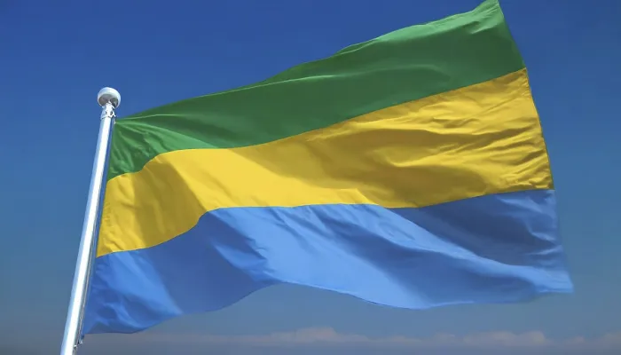 Framed Print : The Flag of Gabon Print: Isolated Blue Sky Scene Framed Print : The Flag of Gabon Print: Isolated Blue Sky Scene