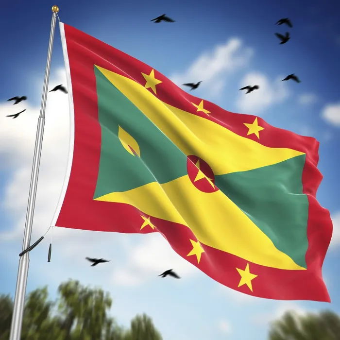 Framed Print : Computer Generated 3D Rendered Flag of Grenada Print Framed Print : Computer Generated 3D Rendered Flag of Grenada Print