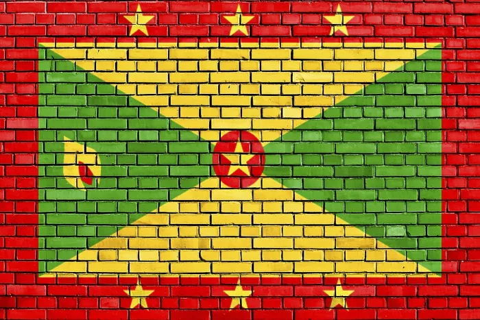 Framed Print : Flag of Grenada Painted on Brick Wall Print Framed Print : Flag of Grenada Painted on Brick Wall Print