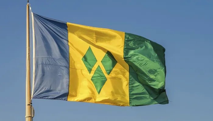 Framed Print : The Flag of the Grenadines Print - Blue Sky Background Framed Print : The Flag of the Grenadines Print - Blue Sky Background