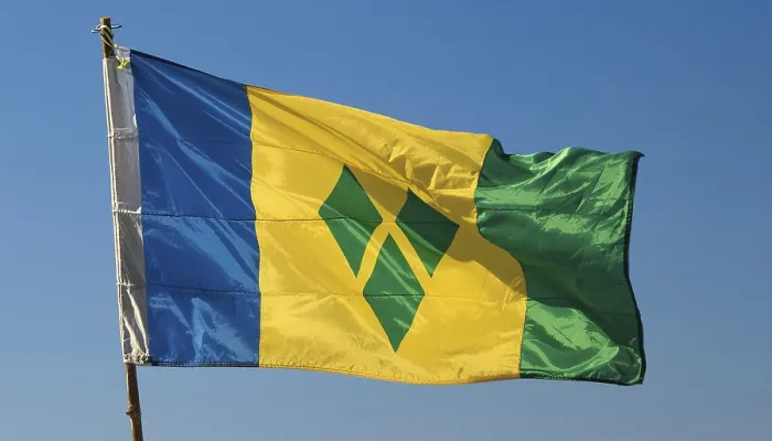 Framed Print : The Flag of the Grenadines Print - Blue Sky Scene Framed Print : The Flag of the Grenadines Print - Blue Sky Scene