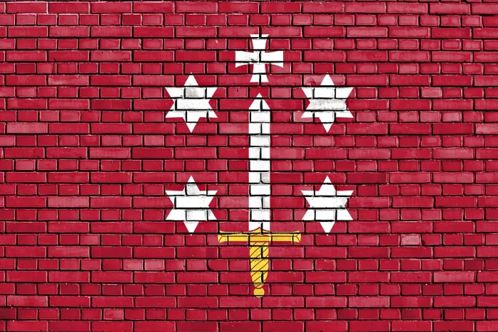 Framed Print : Flag of Haarlem Painted on Brick Wall Print Framed Print : Flag of Haarlem Painted on Brick Wall Print