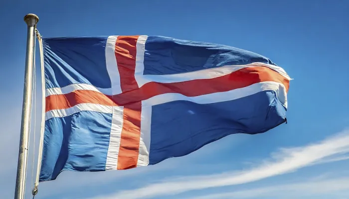Framed Print : Icelandic Flag Print: Blue Sky Background Framed Print : Icelandic Flag Print: Blue Sky Background