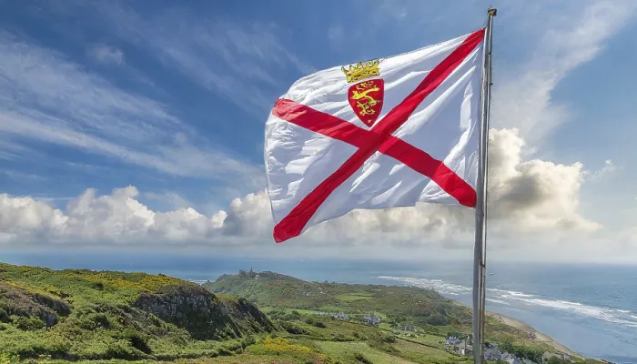 Framed Print : The Flag of the Isle of Jersey Print, Great Britain Framed Print : The Flag of the Isle of Jersey Print, Great Britain