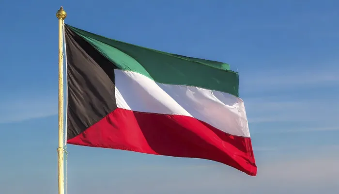 Framed Print : The Flag of Kuwait Print - Isolated Against a Blue Sky Framed Print : The Flag of Kuwait Print - Isolated Against a Blue Sky