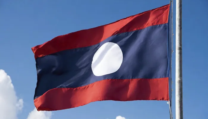 Framed Print : Laos Flag Print - Blue Sky Background Framed Print : Laos Flag Print - Blue Sky Background