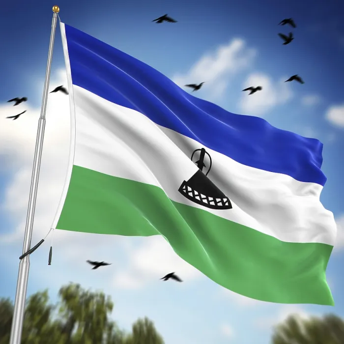 Framed Print : Computer Generated 3D Rendered Print of the Flag of Lesotho Framed Print : Computer Generated 3D Rendered Print of the Flag of Lesotho