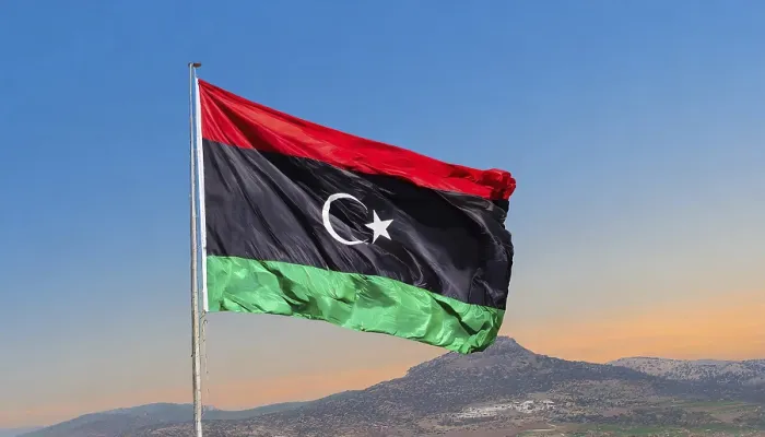 Framed Print : Libyan Flag Print, Isolated Against Blue Sky Framed Print : Libyan Flag Print, Isolated Against Blue Sky