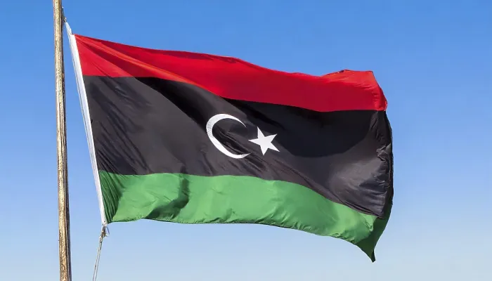 Framed Print : Libyan Flag Print: Blue Sky Background Framed Print : Libyan Flag Print: Blue Sky Background
