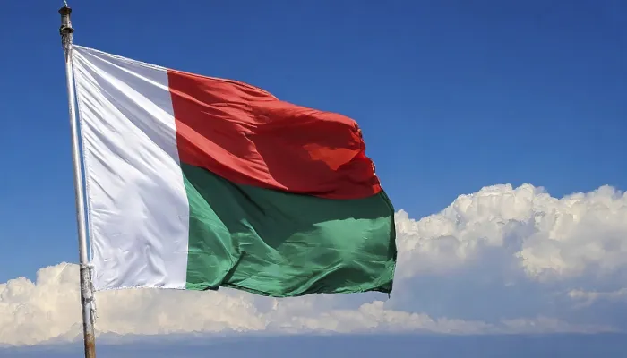 Framed Print : Madagascar Flag Print - Blue Sky Framed Print : Madagascar Flag Print - Blue Sky