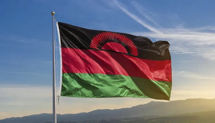 Framed Print : The Flag of Malawi Print - Blue Sky Background Framed Print : The Flag of Malawi Print - Blue Sky Background