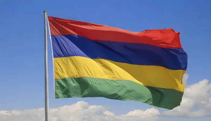 Framed Print : The Flag of Mauritius Print - Blue Sky Background Framed Print : The Flag of Mauritius Print - Blue Sky Background