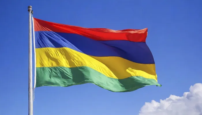 Framed Print : The Flag of Mauritius Print - Blue Sky Background Framed Print : The Flag of Mauritius Print - Blue Sky Background