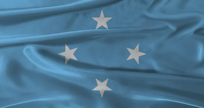 Framed Print : Micronesia Flag Print with Fabric Texture Framed Print : Micronesia Flag Print with Fabric Texture