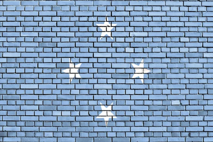 Framed Print : Flag of Micronesia Painted on Brick Wall Print Framed Print : Flag of Micronesia Painted on Brick Wall Print