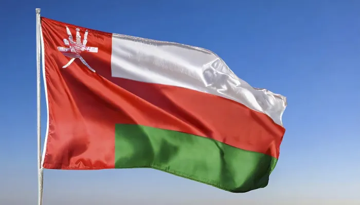 Framed Print : Oman Flag Print: Blue Sky Background Framed Print : Oman Flag Print: Blue Sky Background