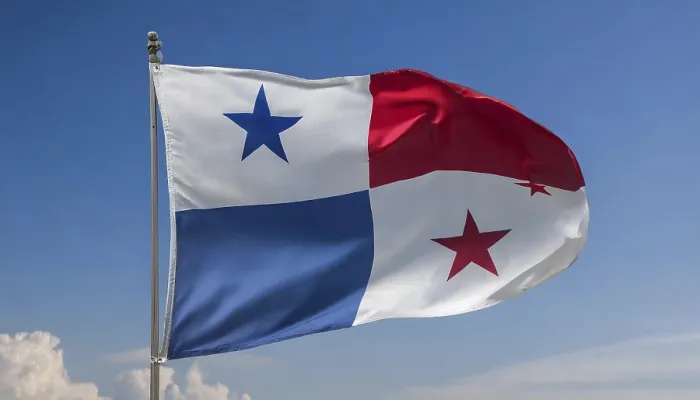Framed Print : The Flag of Panama Print - Isolated Against a Blue Sky Framed Print : The Flag of Panama Print - Isolated Against a Blue Sky