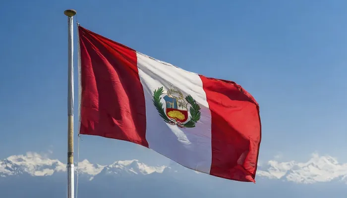 Framed Print : The Flag of Peru Print: Blue Sky Background Framed Print : The Flag of Peru Print: Blue Sky Background