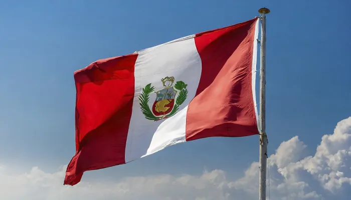 Framed Print : The Flag of Peru Print - Isolated Against a Blue Sky Framed Print : The Flag of Peru Print - Isolated Against a Blue Sky