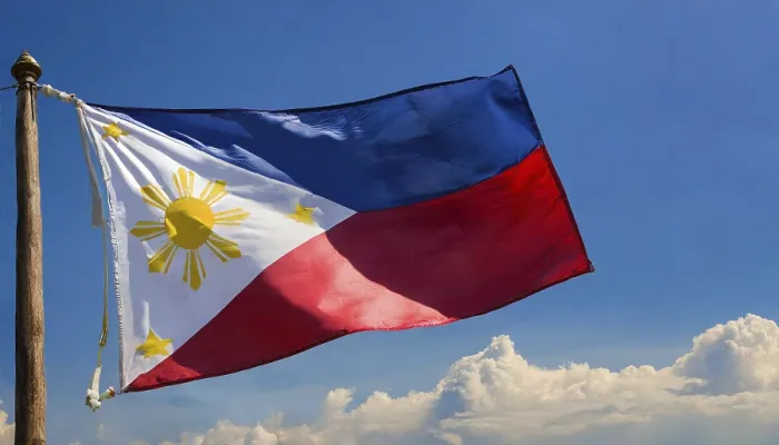 Framed Print : The Philippines Flag Print, Blue Sky Background Framed Print : The Philippines Flag Print, Blue Sky Background
