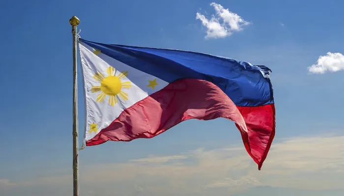 Framed Print : The Philippines Flag Print - Blue Sky Background Framed Print : The Philippines Flag Print - Blue Sky Background