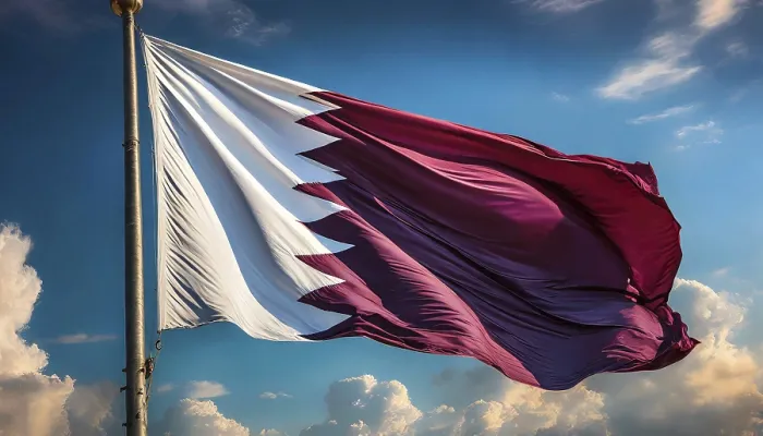 Framed Print : Qatar Flag Print: Blue Sky Isolation Framed Print : Qatar Flag Print: Blue Sky Isolation