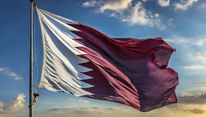 Framed Print : Qatar Flag Print - Blue Sky Framed Print : Qatar Flag Print - Blue Sky