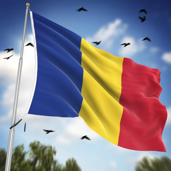 Framed Print : Computer Generated 3D Rendered Print of the Flag of Romania