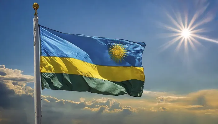 Framed Print : Rwanda Flag Print - Blue Sky Background