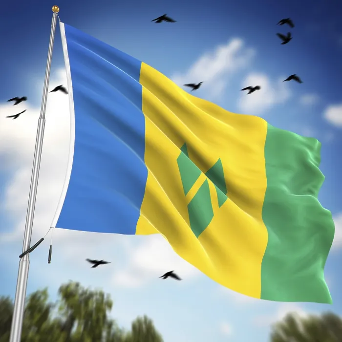 Framed Print : 3D Rendered Print of Saint Vincent and the Grenadines Flag Framed Print : 3D Rendered Print of Saint Vincent and the Grenadines Flag